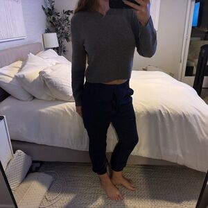 Frame Navy silk trousers